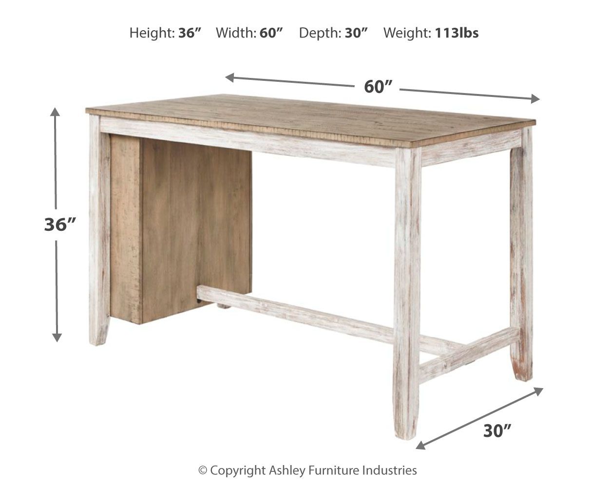 Skempton - Rectangular Counter Table With Storage - White