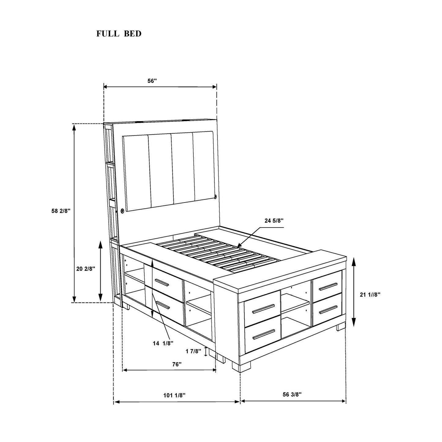 Messa - 5 Piece Bedroom Set With Bookcase Headboard