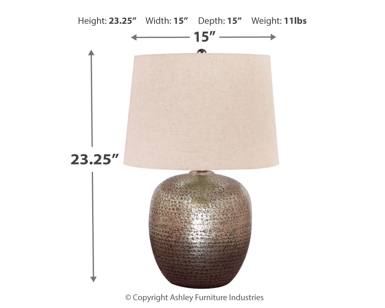 Magalie - Metal Table Lamp - Antique Silver Finish
