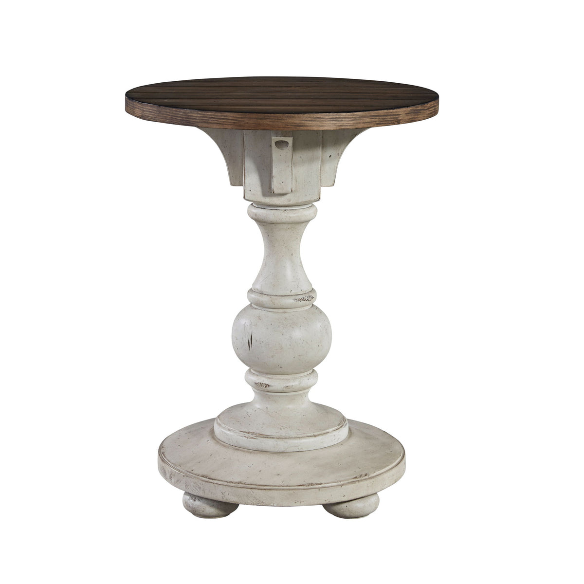 Morgan Creek - Chair Side Table - Antique White / Wirebrushed Tobacco Accents