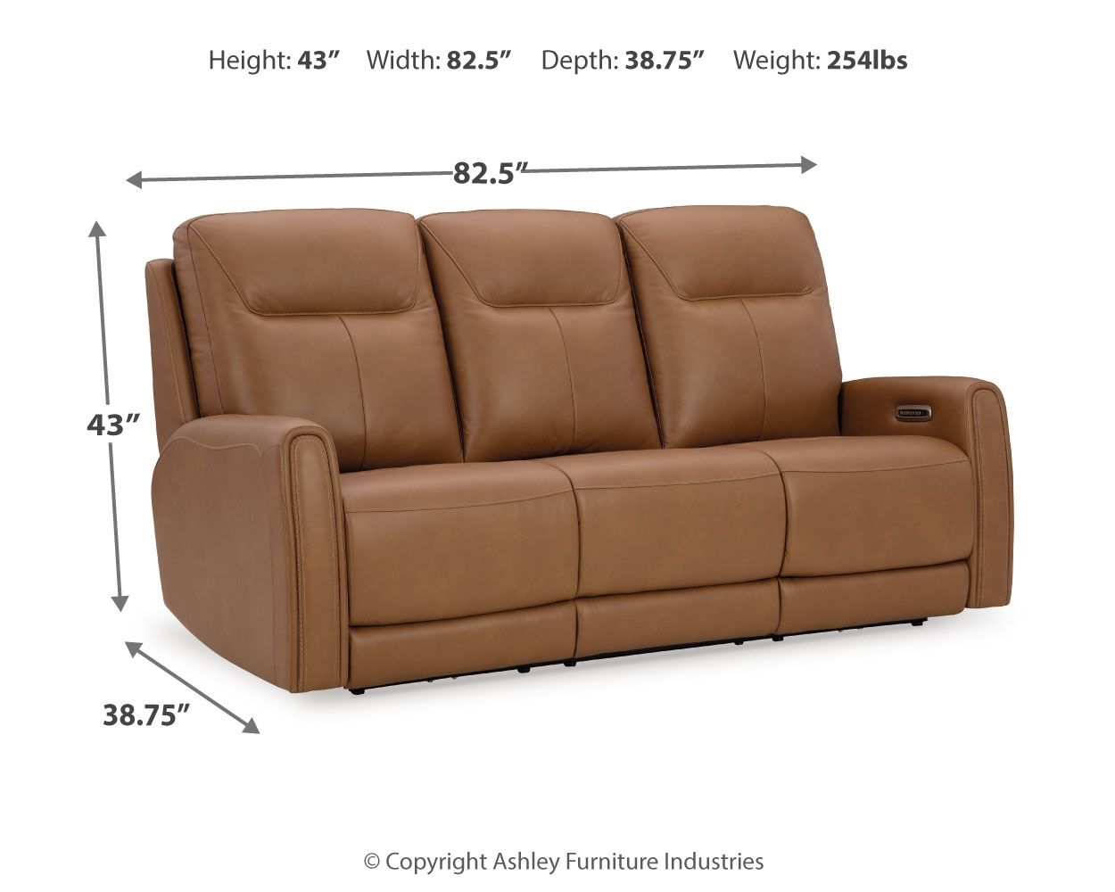 Tryanny - Power Reclining Sofa With Adj Headrest - Butterscotch