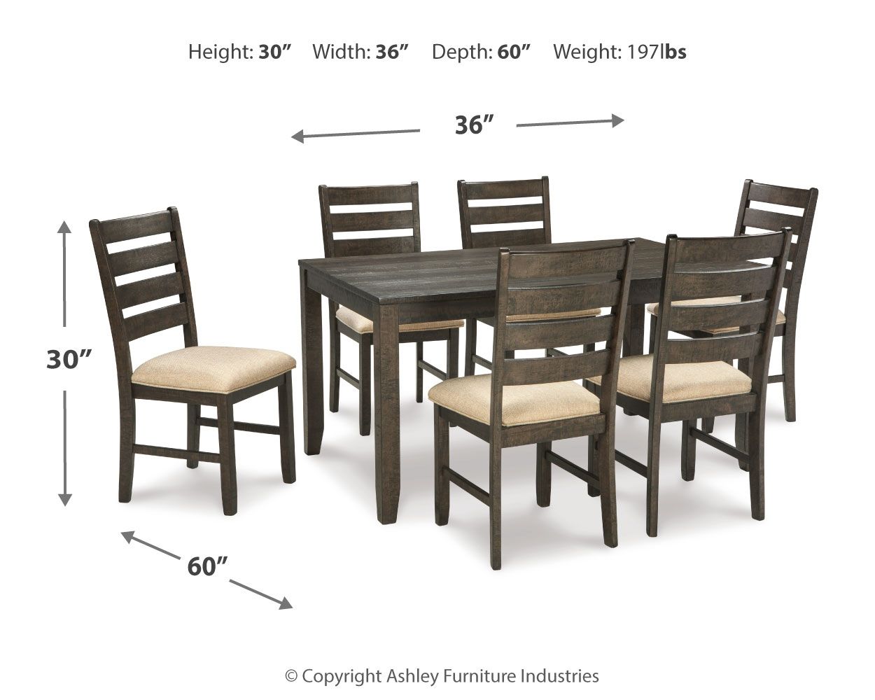 Rokane - Dining Room Table Set (Set of 7) - Brown