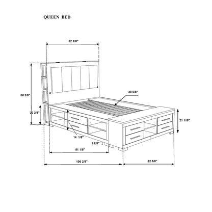 Messa - 5 Piece Bedroom Set With Bookcase Headboard
