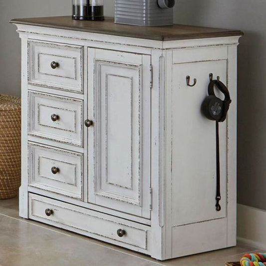 Magnolia Manor - Pet Feeder Cabinet - Antique White