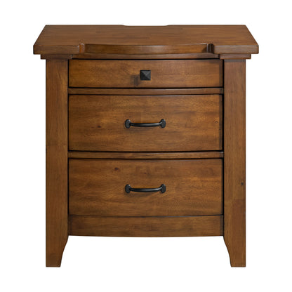 Gage - 3-Drawer Nightstand With USB And Power - Chestnut