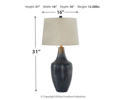 Evania - Metal Table Lamp  - Indigo