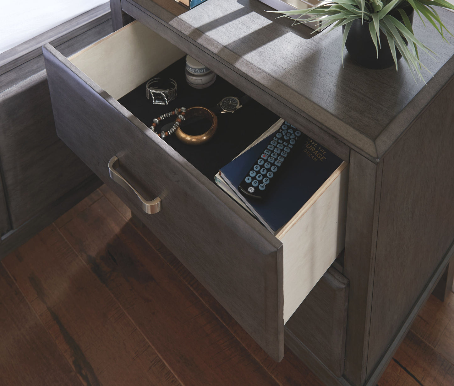 Caitbrook - Two Drawer Night Stand - Gray