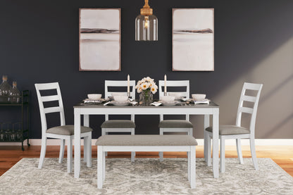 Stonehollow - Rectangular Drm Table Set (Set of 6) - White / Gray