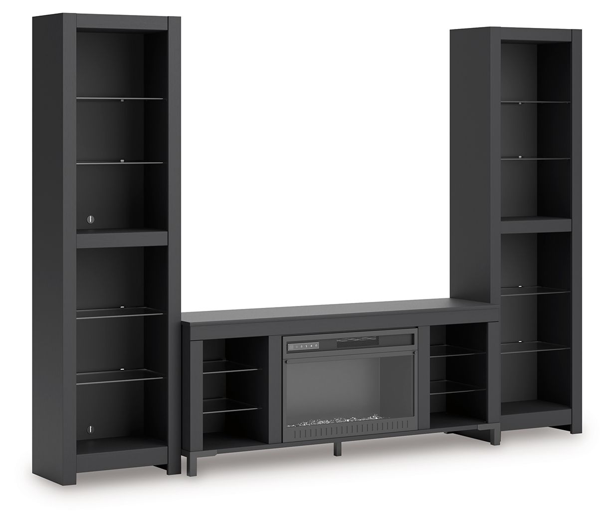 Cayberry - 3-Piece Entertainment Center With Electric Fireplace - Black