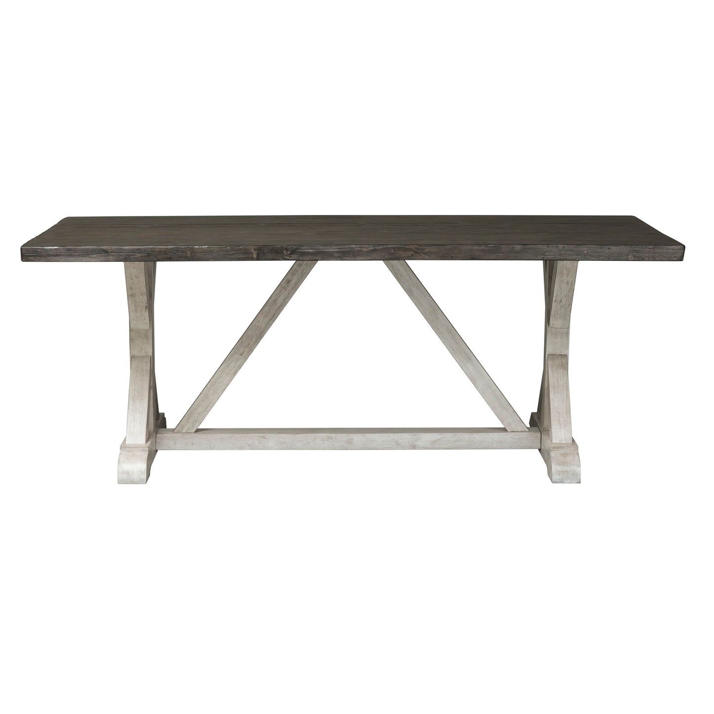 Willowrun - Trestle Table - Rustic White / Weathered Gray Top