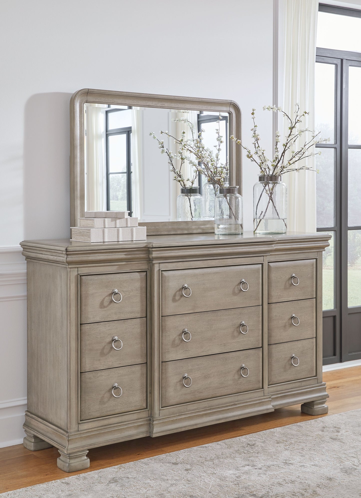 Lexorne - Dresser And Mirror - Gray
