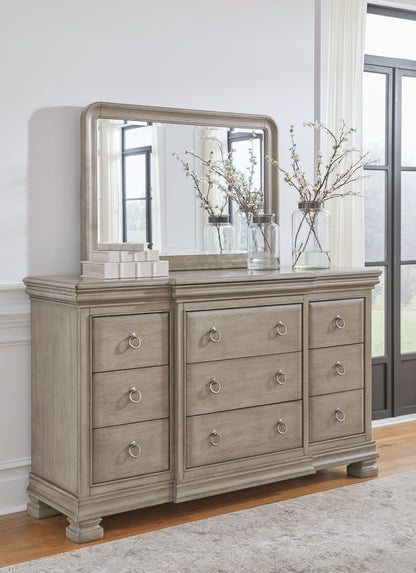 Lexorne - Dresser And Mirror - Gray