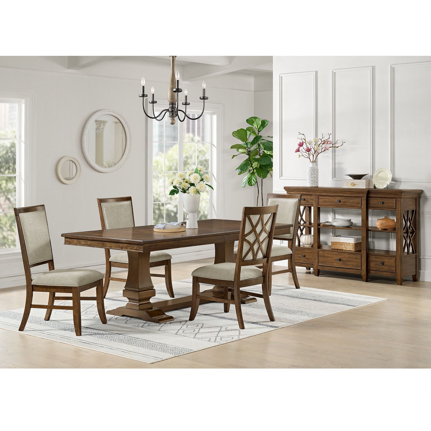 Phillipe - Dining Side Chair With Fabric (Set of 2) - Cherry And Gray