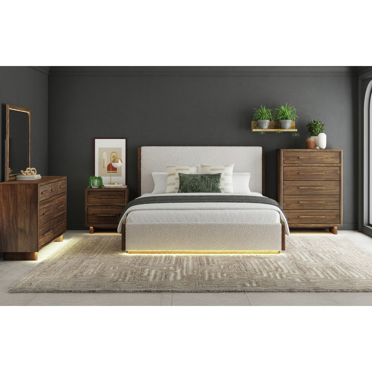 Brisbane - Nightstand With USBC And LED - Brown