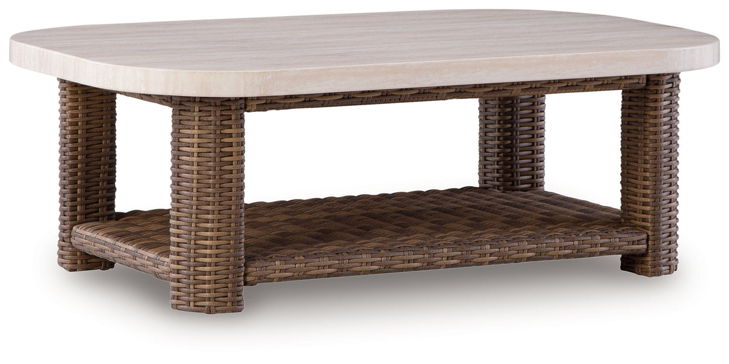 Dolan Creek - Rectangular Cocktail Table - Beige / Brown
