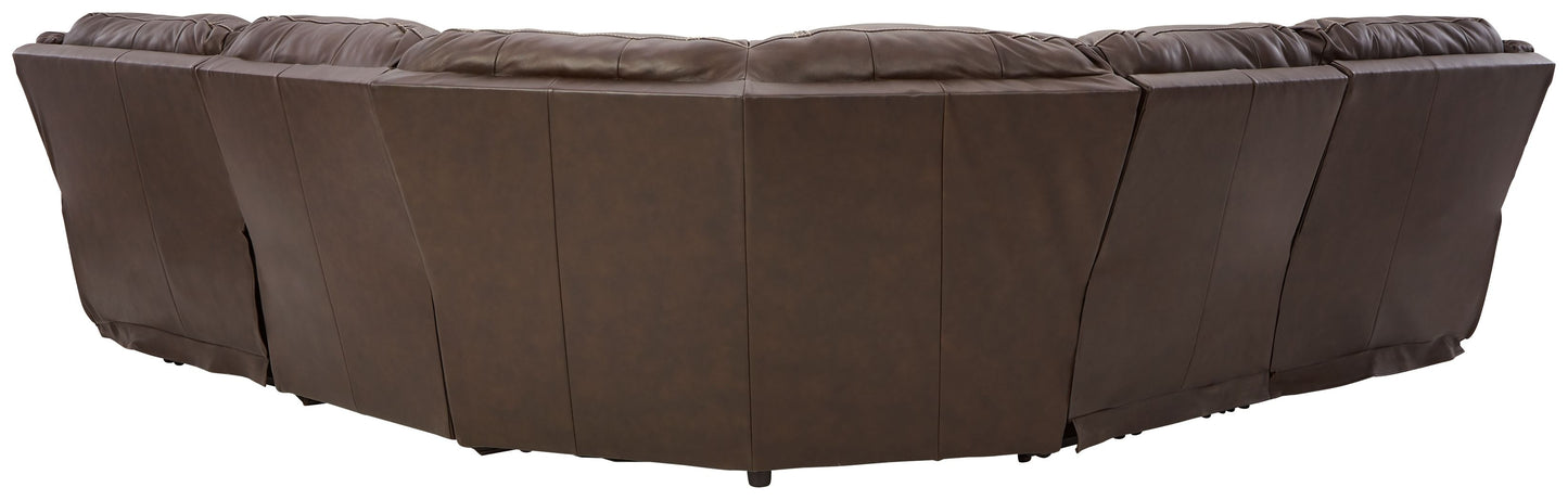 Dunleith - 5-Piece Power Reclining Sectional - Chocolate