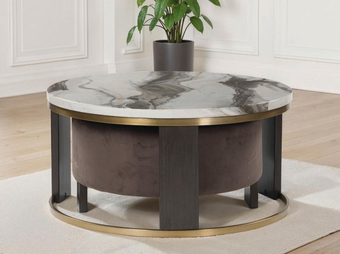 Jazmore - Nesting Cocktail Tables (Set of 2) - Brown / Brass Finish
