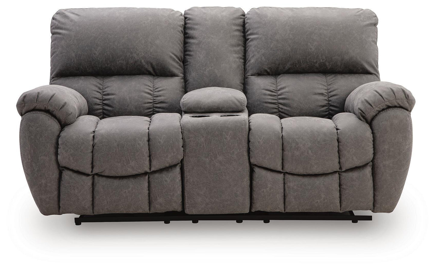 Bakerstein - Power Recline Loveseat/Console/Adjustable Headrest - Galaxy