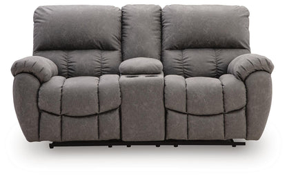 Bakerstein - Power Recline Loveseat/Console/Adjustable Headrest - Galaxy