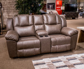 Lowilla - Double Reclining Loveseat With Console - Driftwood