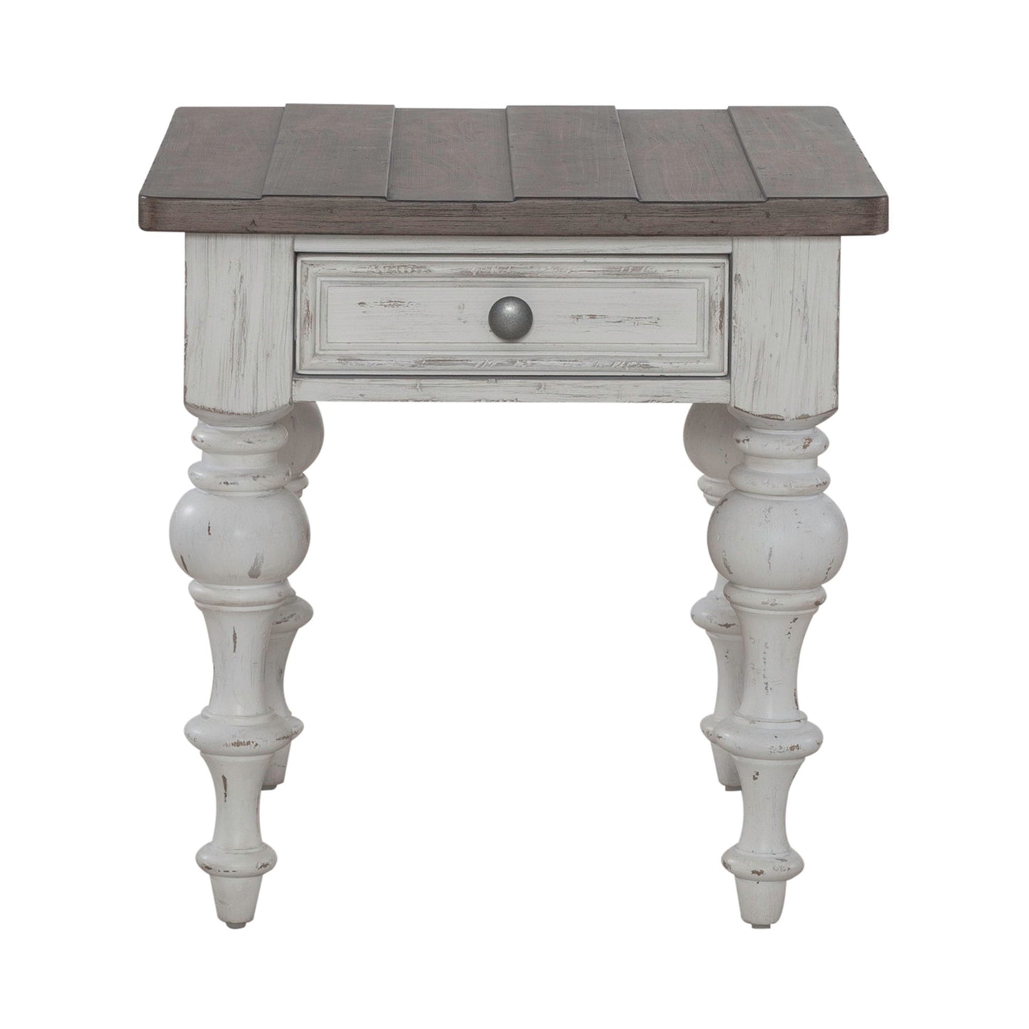 River Place - End Table - Riverstone White & Tobacco