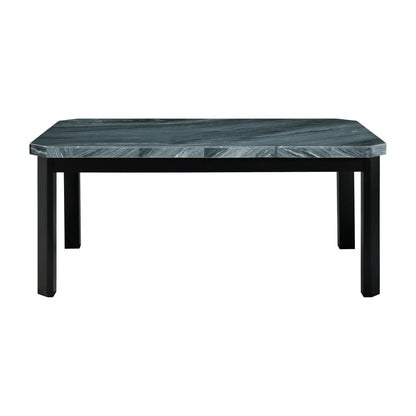 Francesca - Rectangular 5 Piece Gray PU Chairs Dining Set, Table & Four Chairs - Gray Marble