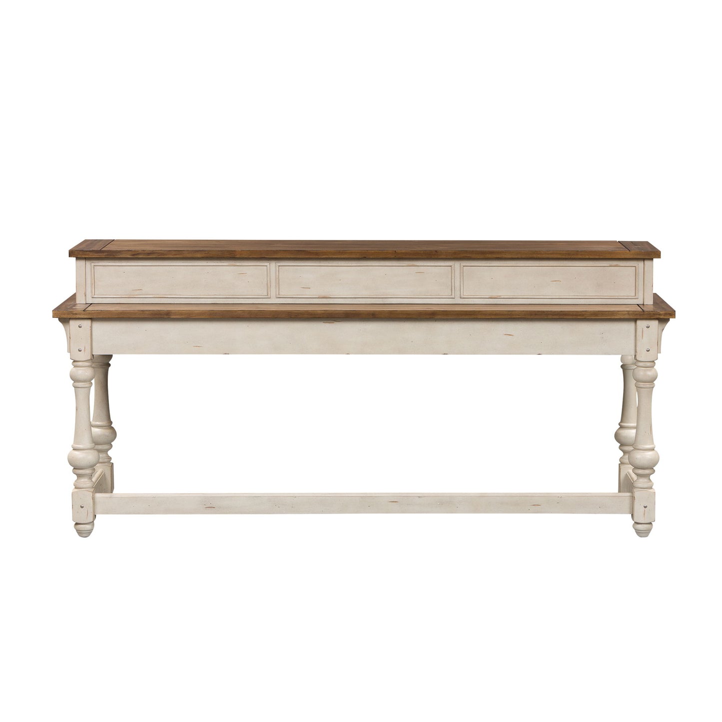 Morgan Creek - 4 Piece Console Set (1 Console 3 Stools) - Antique White / Wirebrushed Tobacco Accents