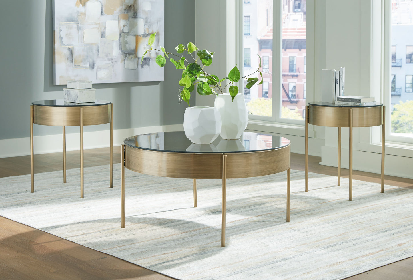 Jettaya - Occasional Table Set (Set of 3) - Brushed Brass