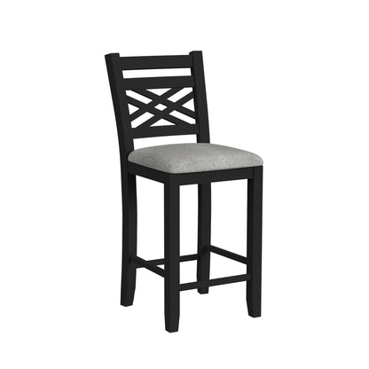 Brooks - 5 Piece Counter Set With Table And 4 Upholstered Seat & Wood Back Chairs - Medium Brown & Black