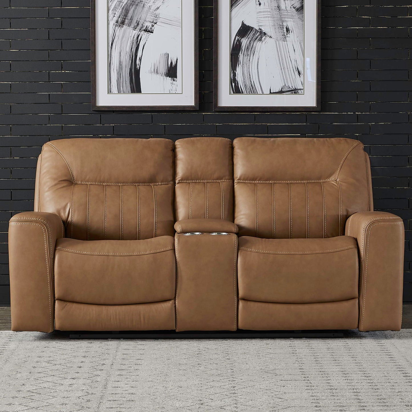Bennett - Loveseat With Console P2 & ZG - Butternut