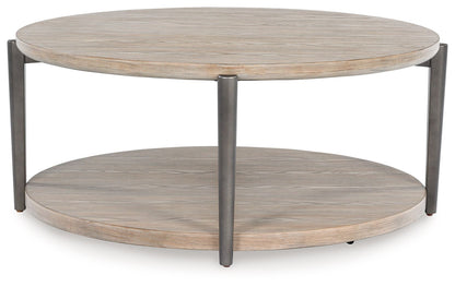 Dyonton - Round Cocktail Table - Light Grayish Brown