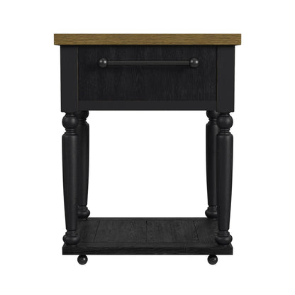 Heritage - Chopping Block Island With Casters - Oak Brown And Black