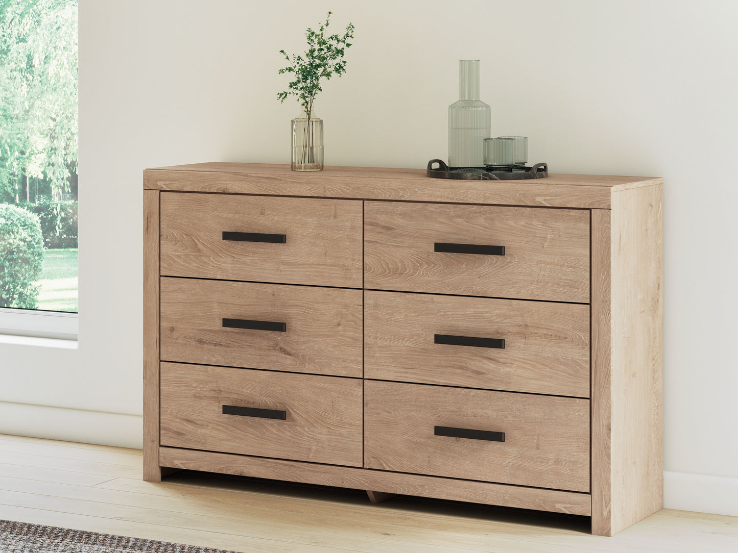 Sanginlane - Six Drawer Dresser - Tan
