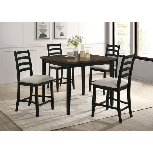 Tulane - 5 Piece Dining Set (Counter Table & 4 Counter Chairs) - Oak & Black