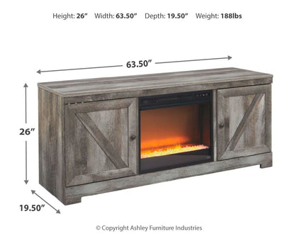 Wynnlow - Entertainment Center - TV Stand With Glass/Stone Fireplace Insert - Gray