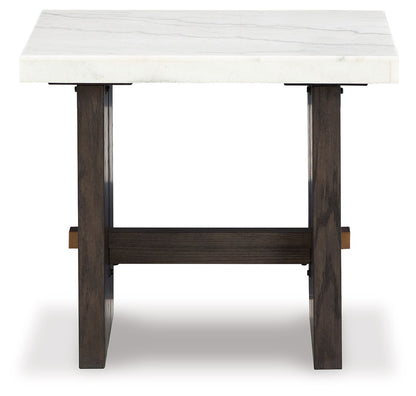 Burkhaus - Rectangular End Table - White / Dark Brown