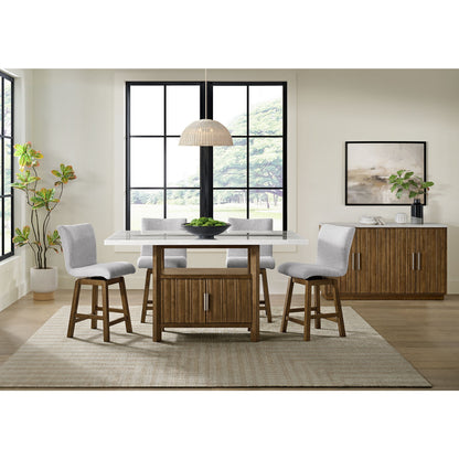 Carmela - Rectangular Counter Table With Marble Top - Brown / White